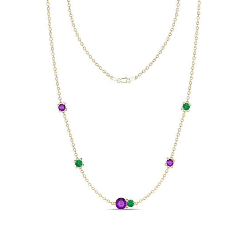 Linea 0.40 ctw Amethyst (4 mm) and Emerald Women Station Necklace 