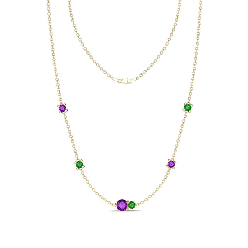 Linea 0.48 ctw Amethyst (4 mm) and Green Garnet Women Station Necklace 