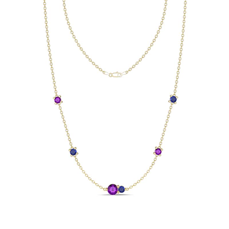 Linea 0.40 ctw Amethyst (4 mm) and Iolite Women Station Necklace 