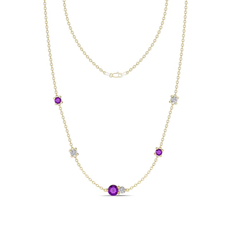 Linea 0.43 ctw Amethyst (4 mm) and Moissanite Women Station Necklace 