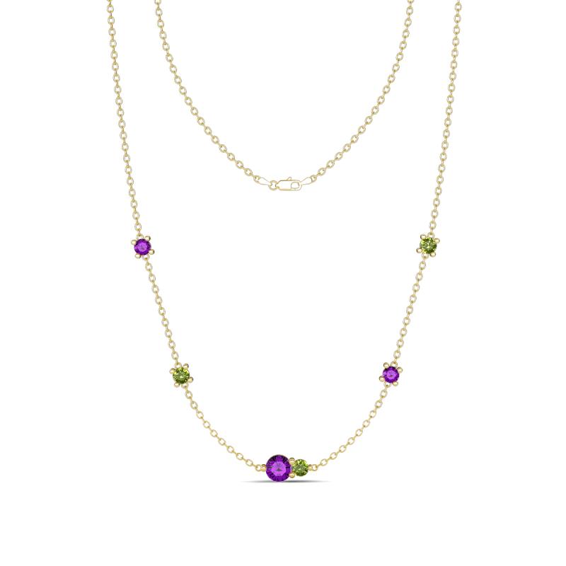 Linea 0.48 ctw Amethyst (4 mm) and Peridot Women Station Necklace 