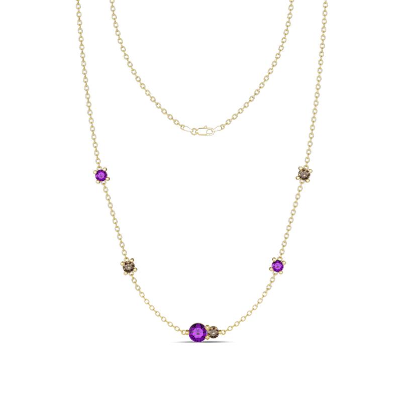 Linea 0.46 ctw Amethyst (4 mm) and Smoky Quartz Women Station Necklace 