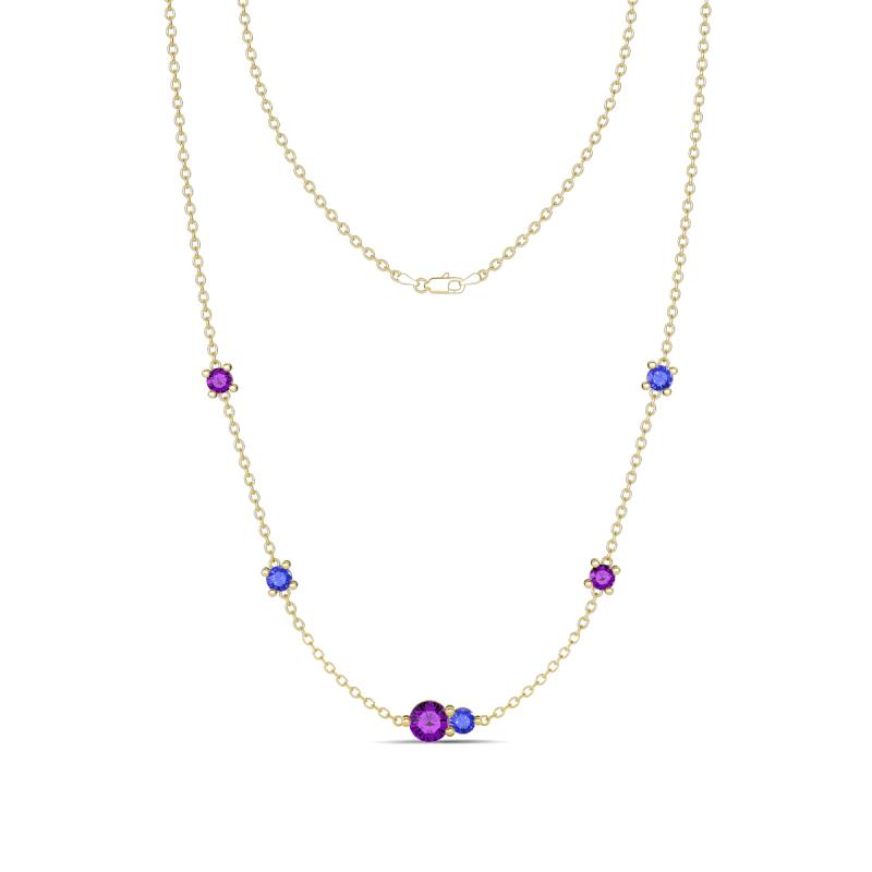 Linea 0.46 ctw Amethyst (4 mm) and Tanzanite Women Station Necklace 