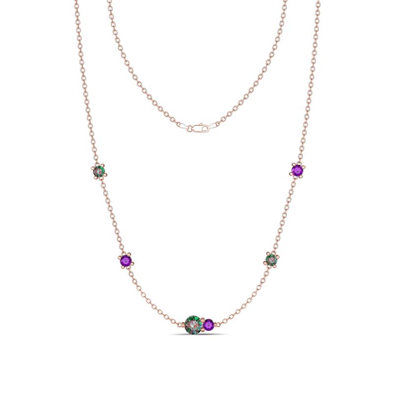 Linea 0.61 ctw Created Alexandrite (4 mm) and Amethyst Women Station Necklace 