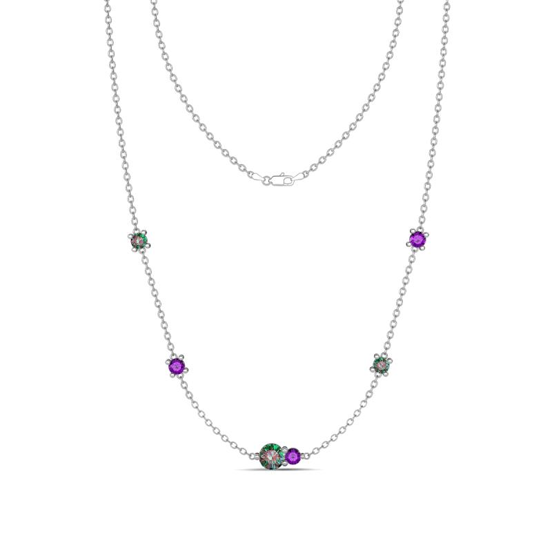 Linea 0.61 ctw Created Alexandrite (4 mm) and Amethyst Women Station Necklace 