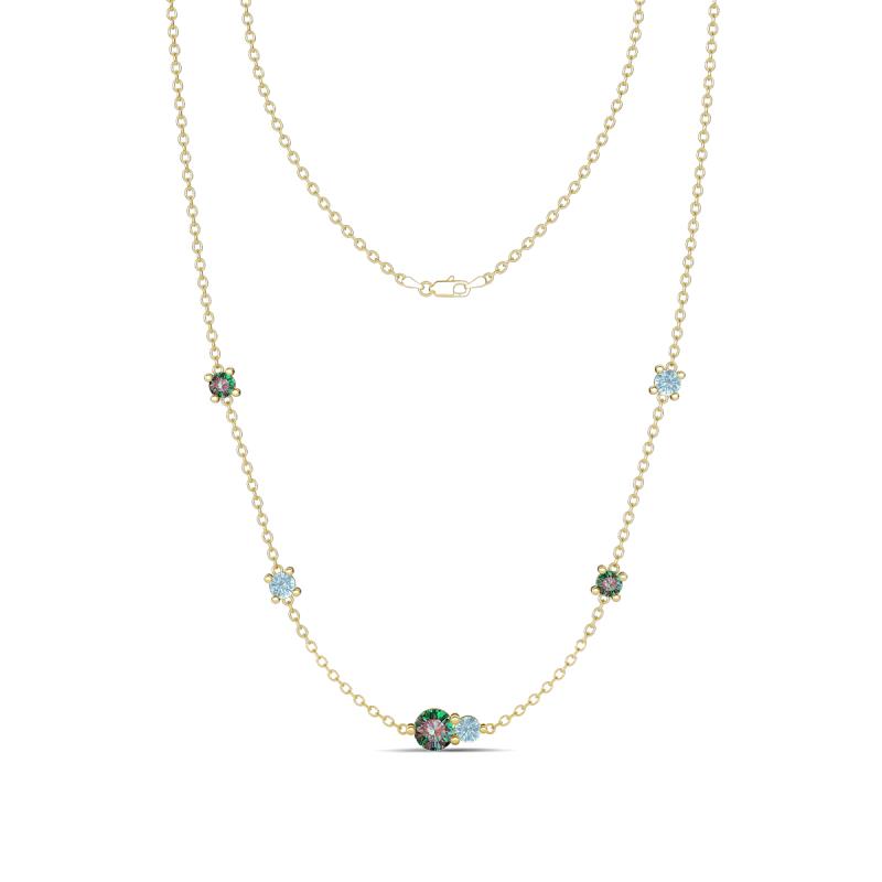 Linea 0.61 ctw Created Alexandrite (4 mm) and Aquamarine Women Station Necklace 