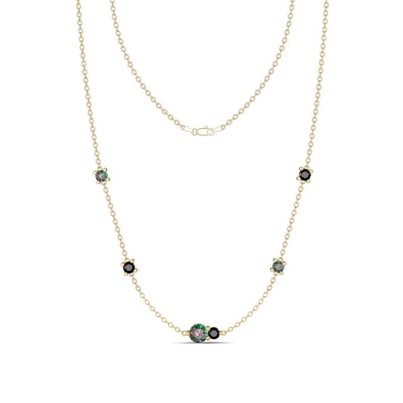 Linea 0.67 ctw Created Alexandrite (4 mm) and Black Diamond Women Station Necklace 