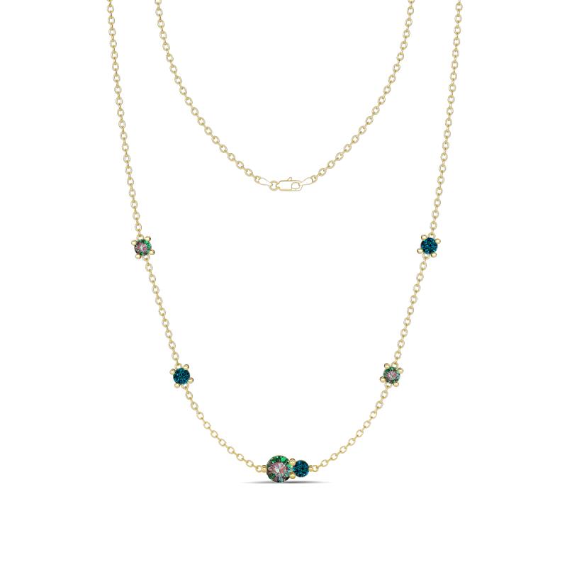 Linea 0.67 ctw Created Alexandrite (4 mm) and Blue Diamond Women Station Necklace 