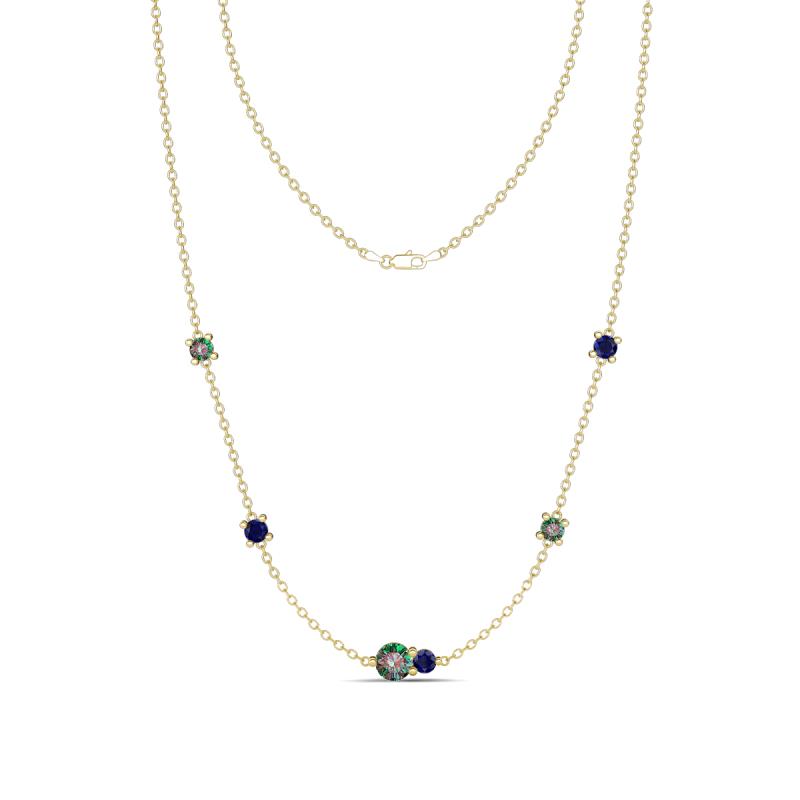 Linea 0.68 ctw Created Alexandrite (4 mm) and Blue Sapphire Women Station Necklace 