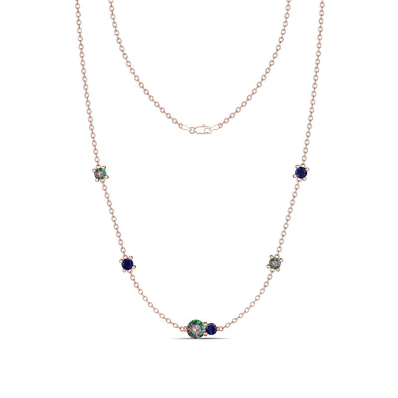 Linea 0.68 ctw Created Alexandrite (4 mm) and Blue Sapphire Women Station Necklace 