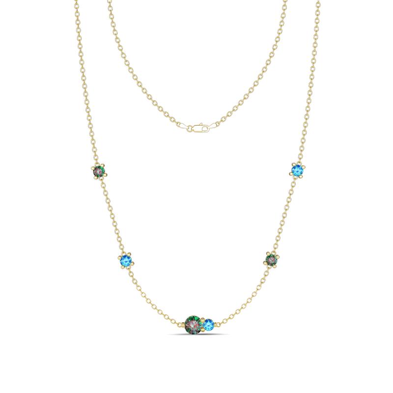 Linea 0.64 ctw Created Alexandrite (4 mm) and Blue Topaz Women Station Necklace 