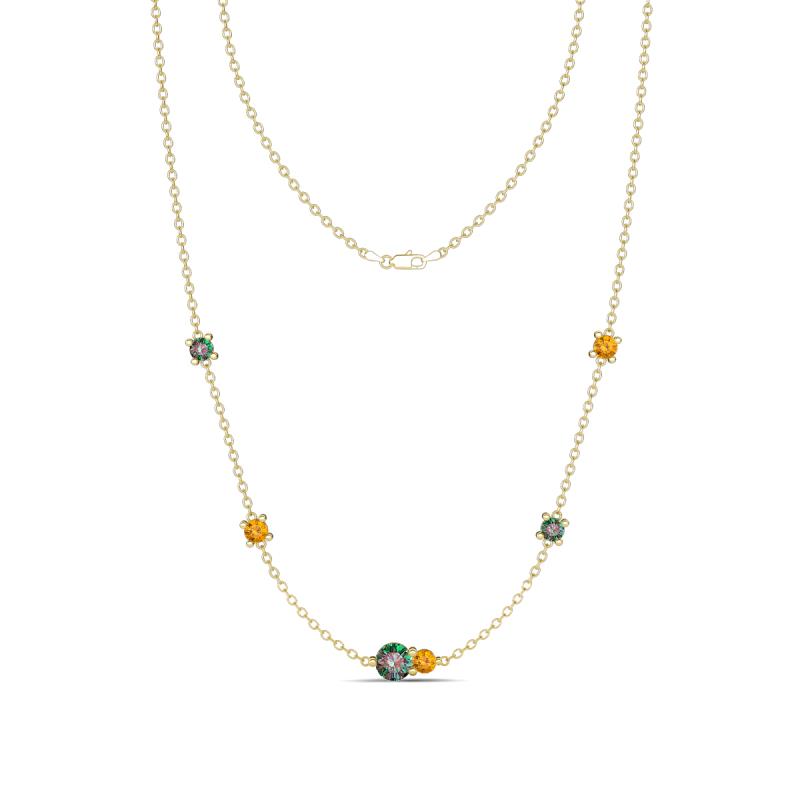 Linea 0.61 ctw Created Alexandrite (4 mm) and Citrine Women Station Necklace 