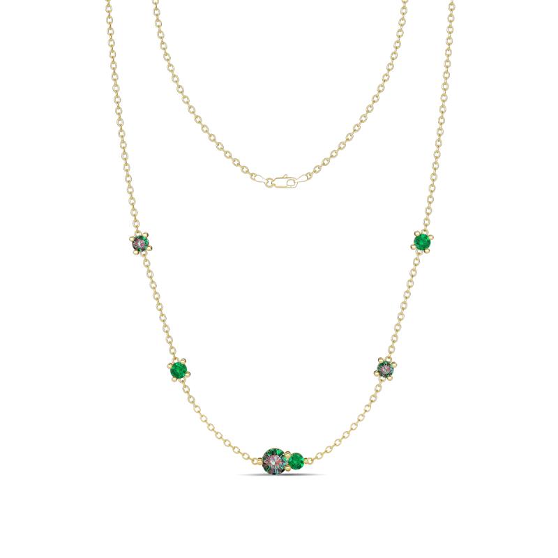 Linea 0.61 ctw Created Alexandrite (4 mm) and Emerald Women Station Necklace 