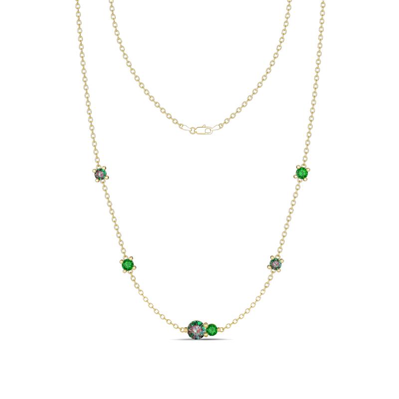 Linea 0.69 ctw Created Alexandrite (4 mm) and Green Garnet Women Station Necklace 