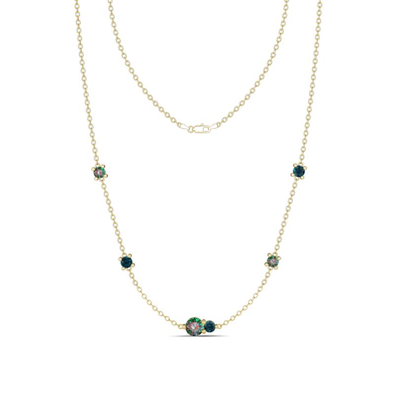 Linea 0.67 ctw Created Alexandrite (4 mm) and London Blue Topaz Women Station Necklace 