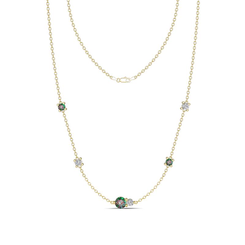 Linea 0.64 ctw Created Alexandrite (4 mm) and Moissanite Women Station Necklace 