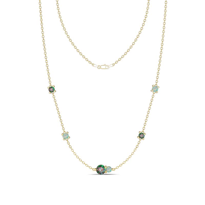 Linea 0.59 ctw Created Alexandrite (4 mm) and Opal Women Station Necklace 