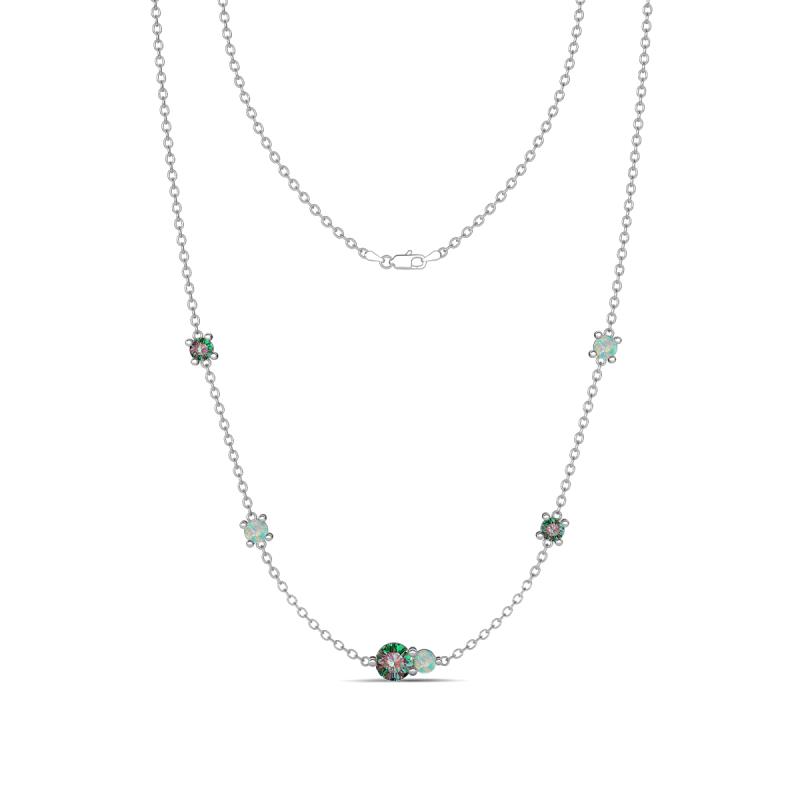 Linea 0.59 ctw Created Alexandrite (4 mm) and Opal Women Station Necklace 