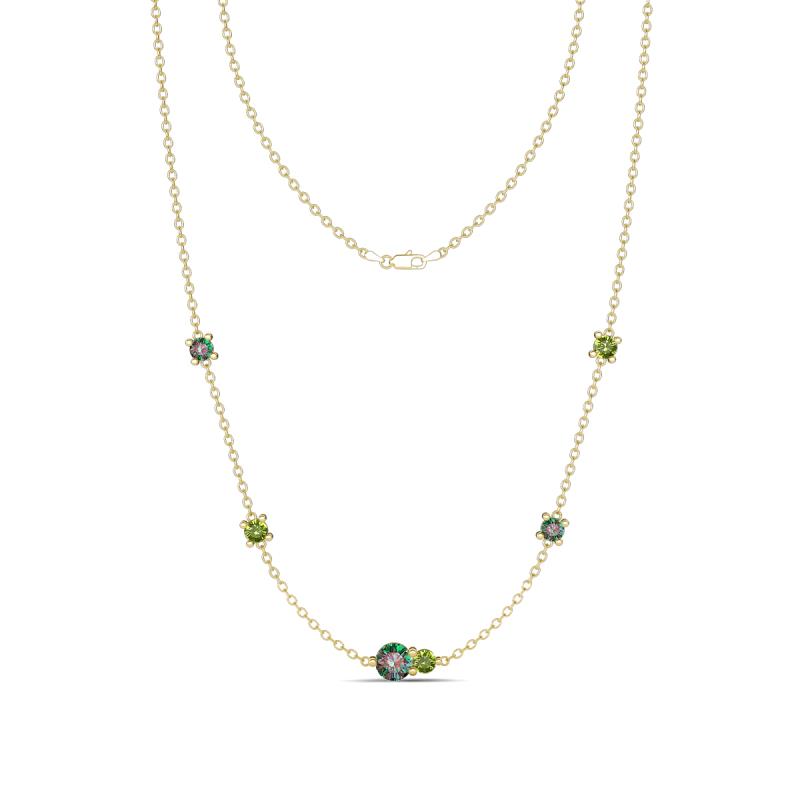 Linea 0.69 ctw Created Alexandrite (4 mm) and Peridot Women Station Necklace 