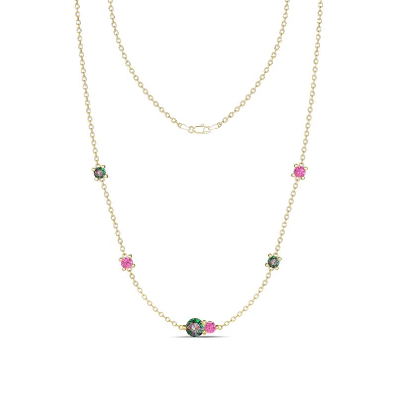 Linea 0.70 ctw Created Alexandrite (4 mm) and Pink Sapphire Women Station Necklace 