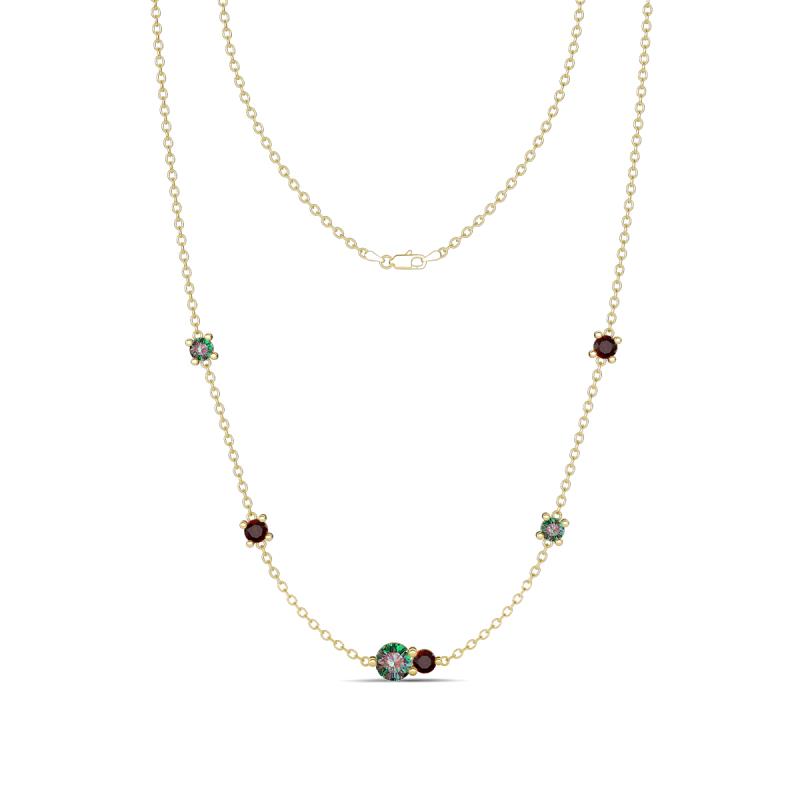 Linea 0.69 ctw Created Alexandrite (4 mm) and Red Garnet Women Station Necklace 