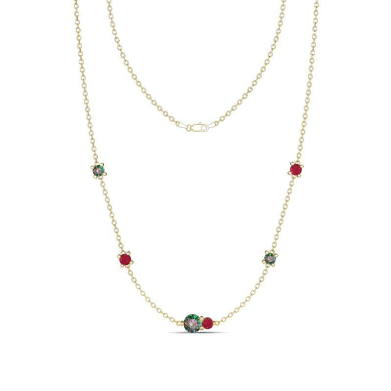 Linea 0.67 ctw Created Alexandrite (4 mm) and Ruby Women Station Necklace 