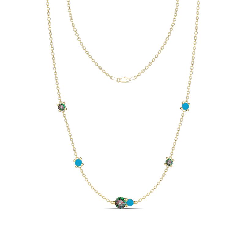 Linea 0.61 ctw Created Alexandrite (4 mm) and Turquoise Women Station Necklace 