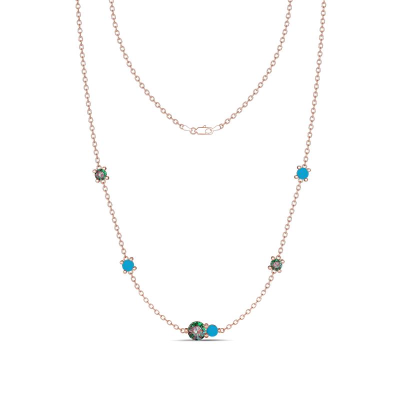 Linea 0.61 ctw Created Alexandrite (4 mm) and Turquoise Women Station Necklace 