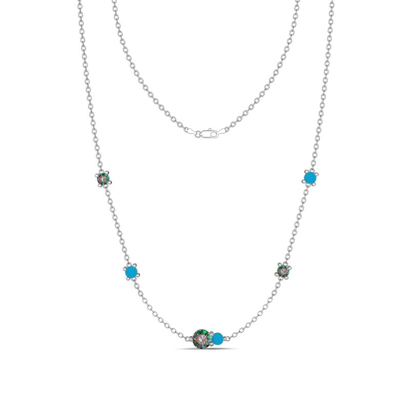 Linea 0.61 ctw Created Alexandrite (4 mm) and Turquoise Women Station Necklace 