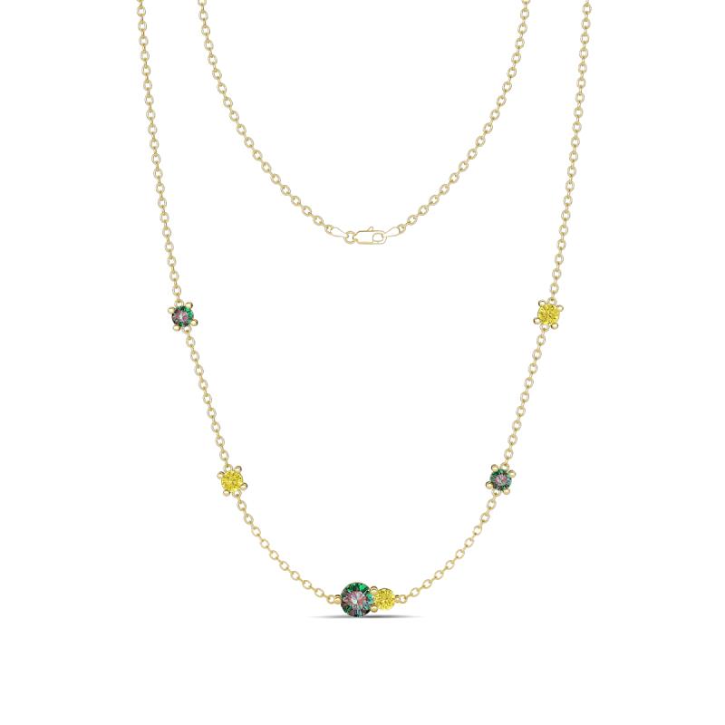 Linea 0.67 ctw Created Alexandrite (4 mm) and Yellow Diamond Women Station Necklace 