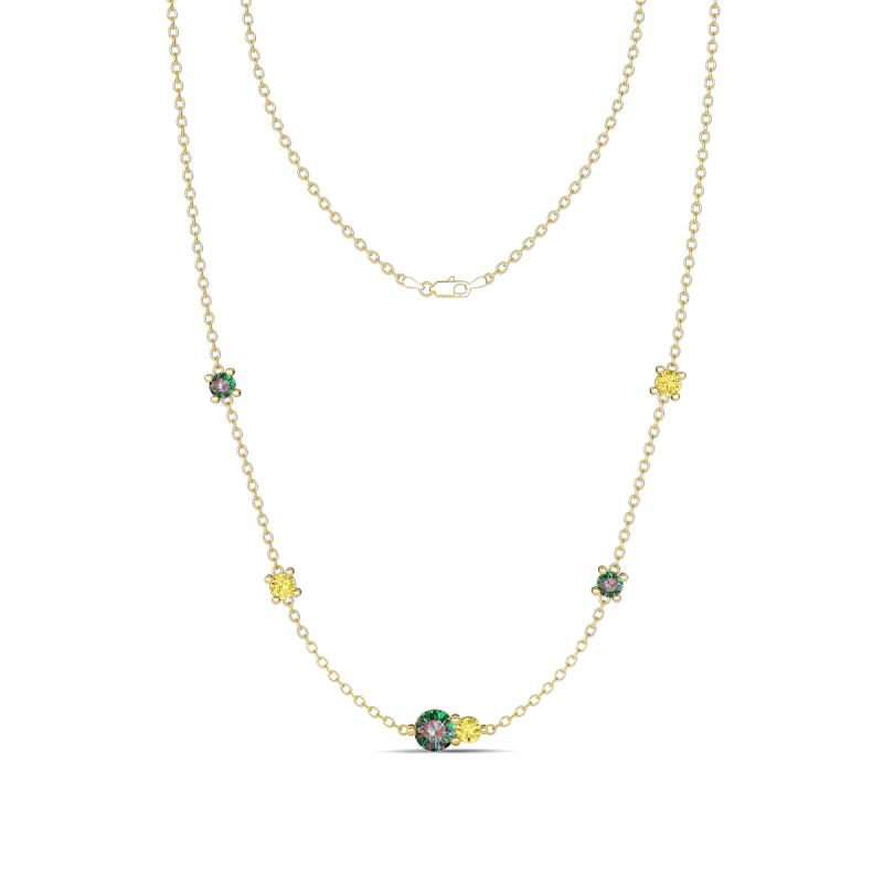 Linea 0.70 ctw Created Alexandrite (4 mm) and Yellow Sapphire Women Station Necklace 