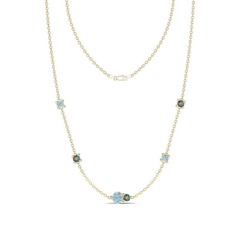 Linea 0.48 ctw Aquamarine (4 mm) and Created Alexandrite Women Station Necklace 