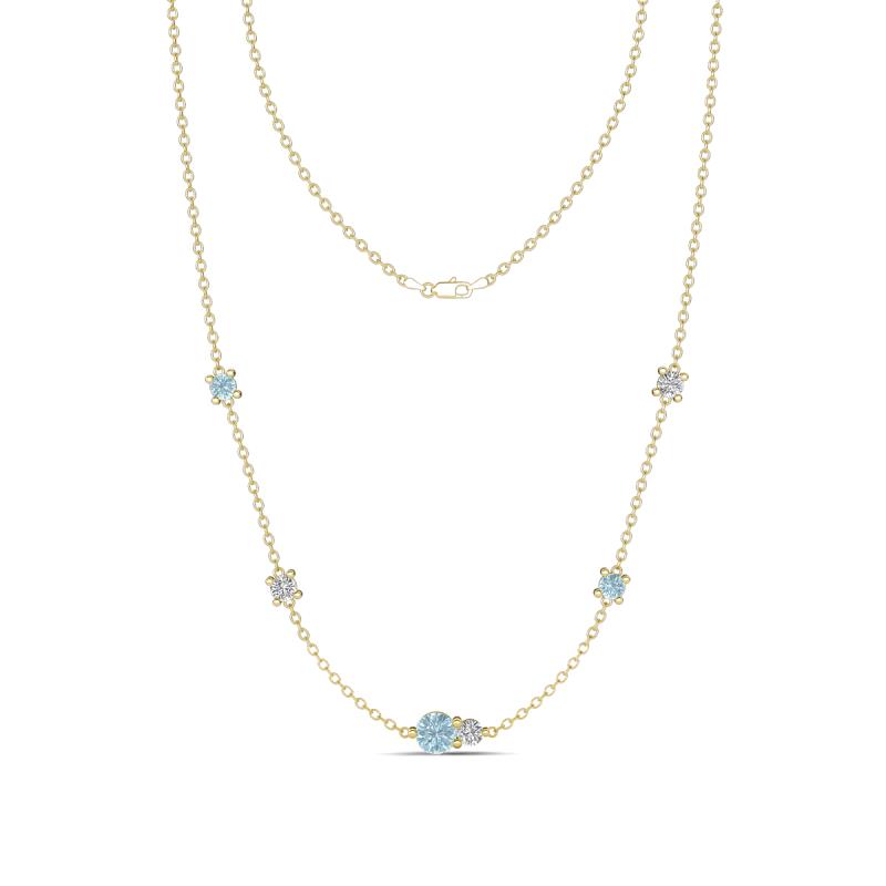 Linea 0.43 ctw Aquamarine (4 mm) and Moissanite Women Station Necklace 