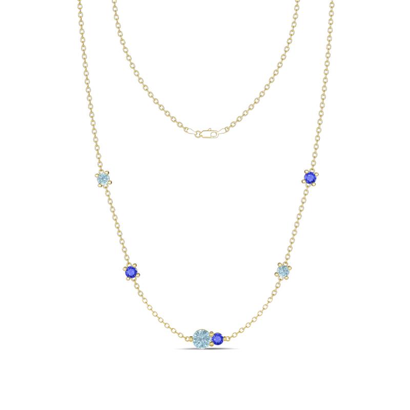 Linea 0.46 ctw Aquamarine (4 mm) and Tanzanite Women Station Necklace 