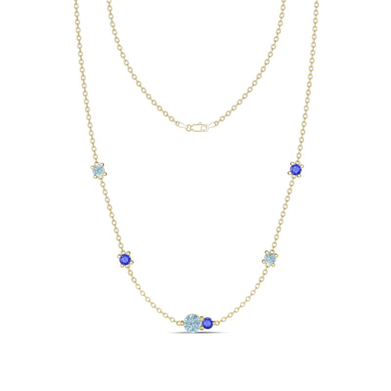 Linea 0.46 ctw Aquamarine (4 mm) and Tanzanite Women Station Necklace 