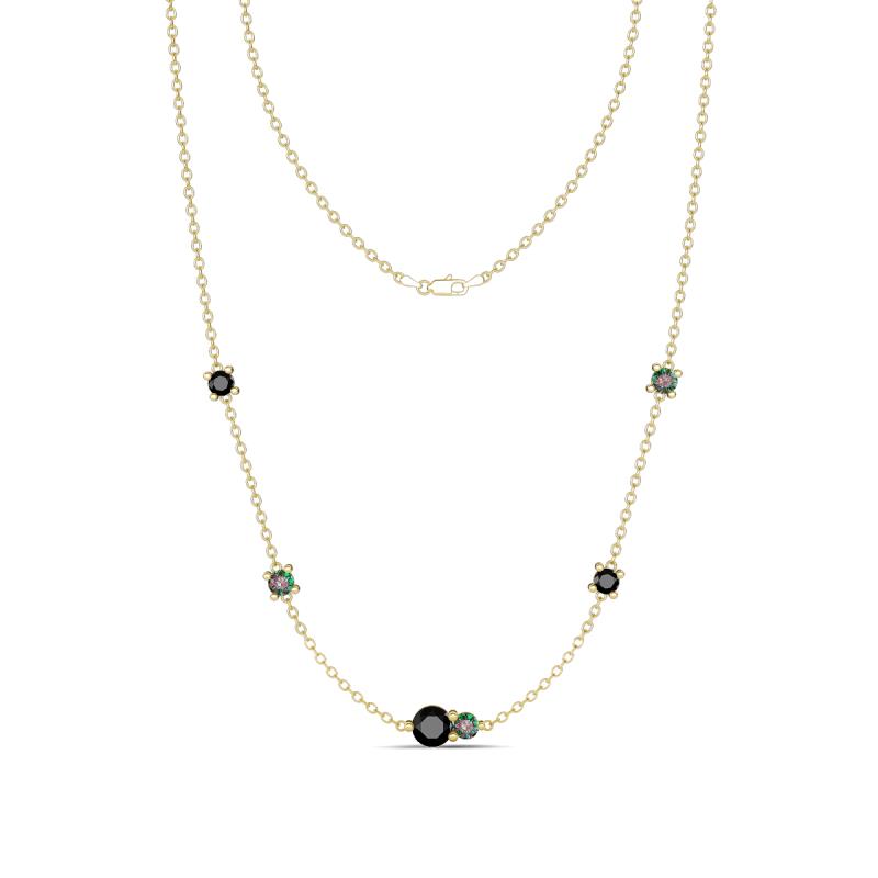 Linea 0.60 ctw Black Diamond (4 mm) and Created Alexandrite Women Station Necklace 