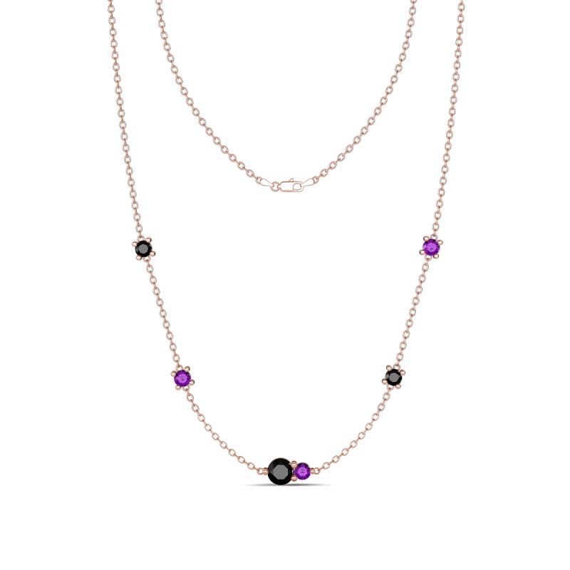 Linea 0.51 ctw Black Diamond (4 mm) and Amethyst Women Station Necklace 