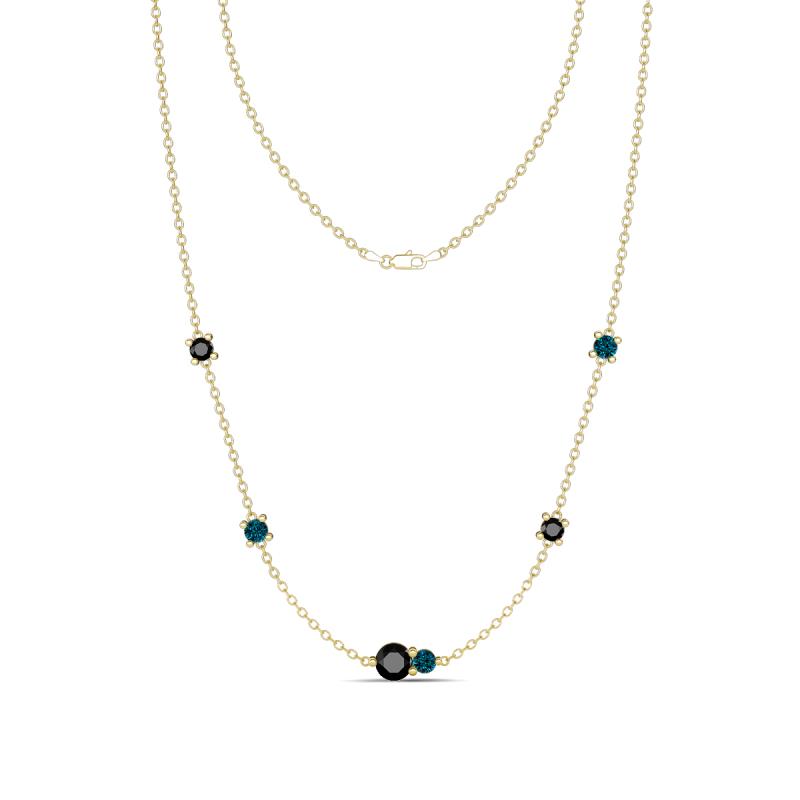 Linea 0.57 ctw Black Diamond (4 mm) and Blue Diamond Women Station Necklace 