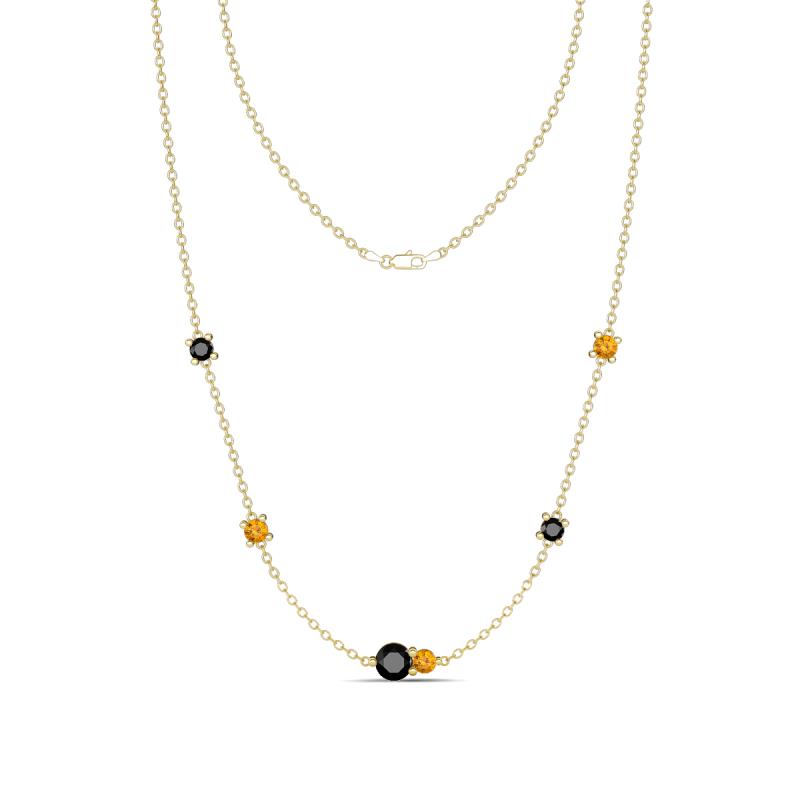 Linea 0.51 ctw Black Diamond (4 mm) and Citrine Women Station Necklace 