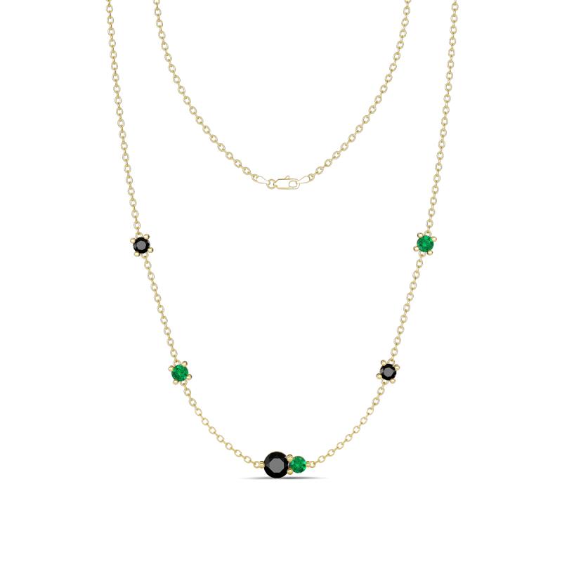 Linea 0.51 ctw Black Diamond (4 mm) and Emerald Women Station Necklace 