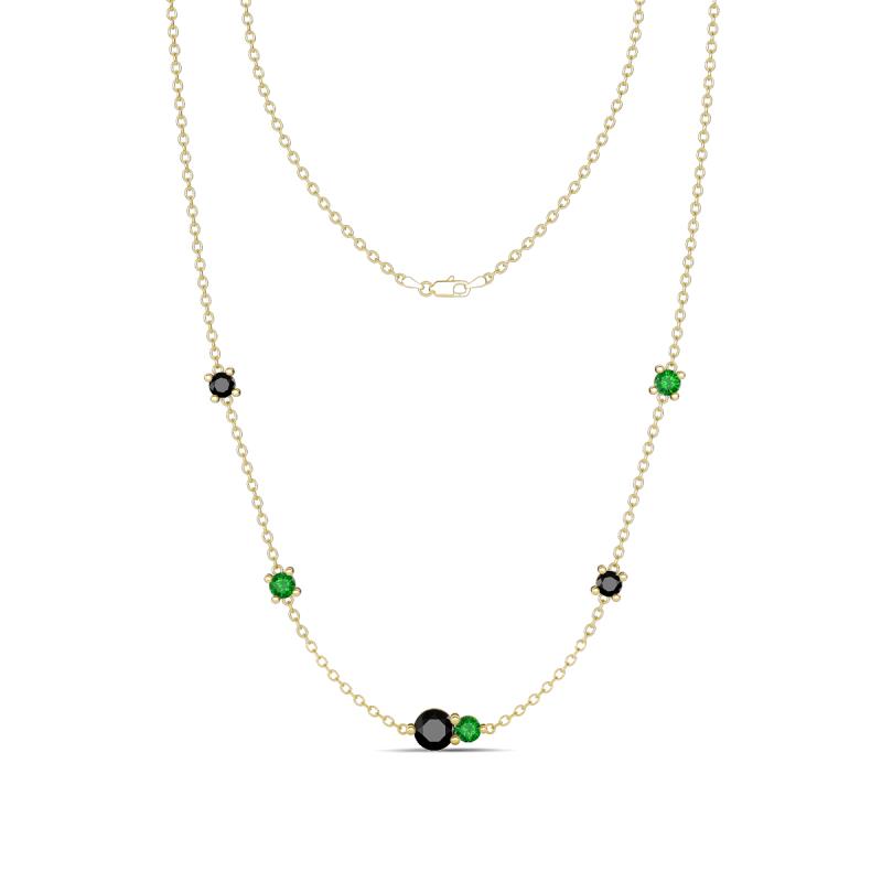 Linea 0.60 ctw Black Diamond (4 mm) and Green Garnet Women Station Necklace 