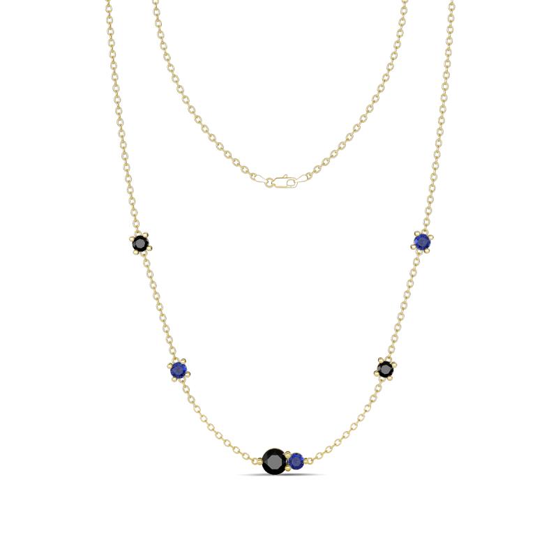 Linea 0.51 ctw Black Diamond (4 mm) and Iolite Women Station Necklace 