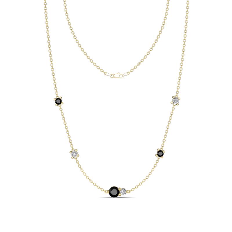 Linea 0.54 ctw Black Diamond (4 mm) and Moissanite Women Station Necklace 