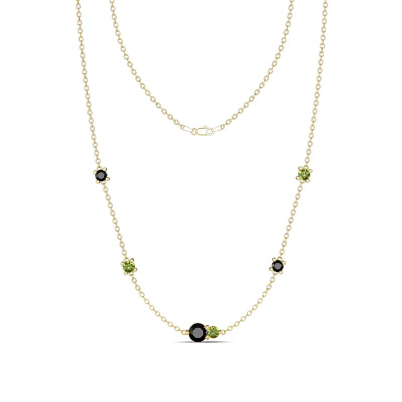 Linea 0.60 ctw Black Diamond (4 mm) and Peridot Women Station Necklace 