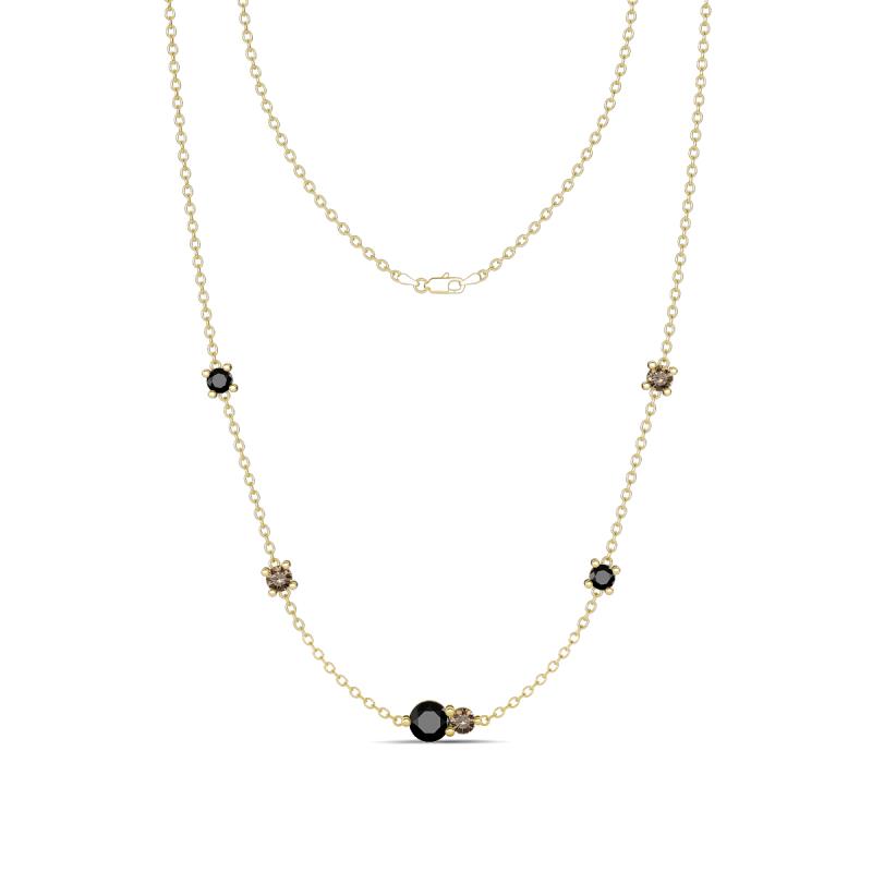 Linea 0.58 ctw Black Diamond (4 mm) and Smoky Quartz Women Station Necklace 