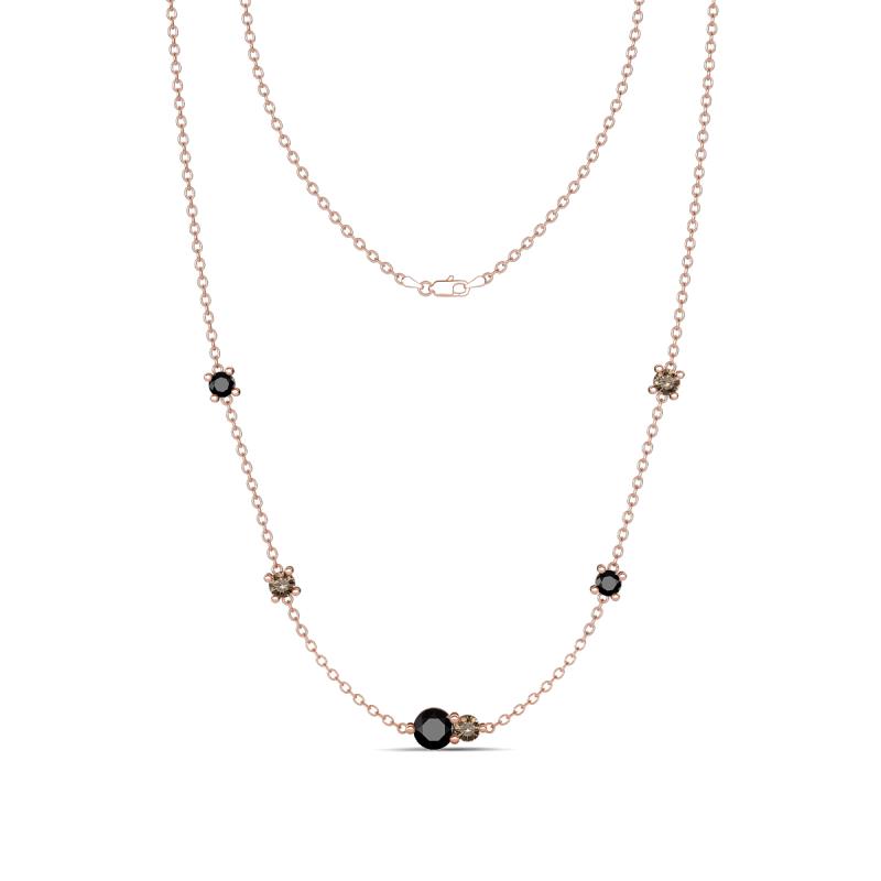 Linea 0.58 ctw Black Diamond (4 mm) and Smoky Quartz Women Station Necklace 