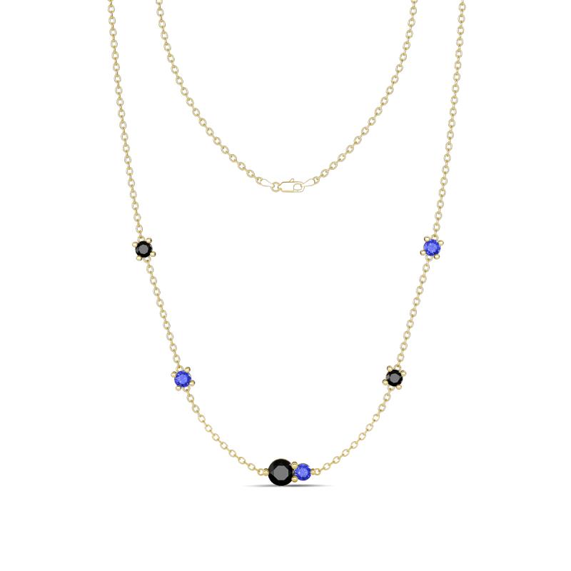 Linea 0.58 ctw Black Diamond (4 mm) and Tanzanite Women Station Necklace 