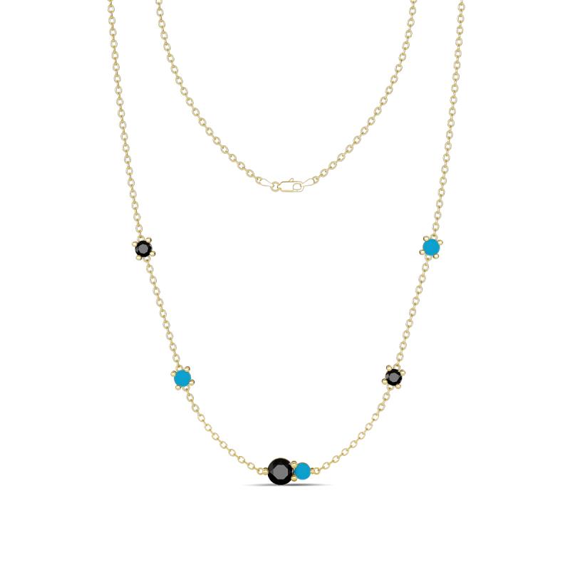 Linea 0.51 ctw Black Diamond (4 mm) and Turquoise Women Station Necklace 