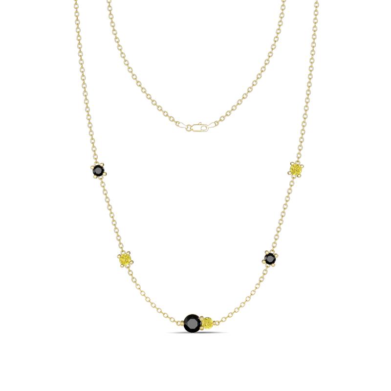 Linea 0.57 ctw Black Diamond (4 mm) and Yellow Diamond Women Station Necklace 