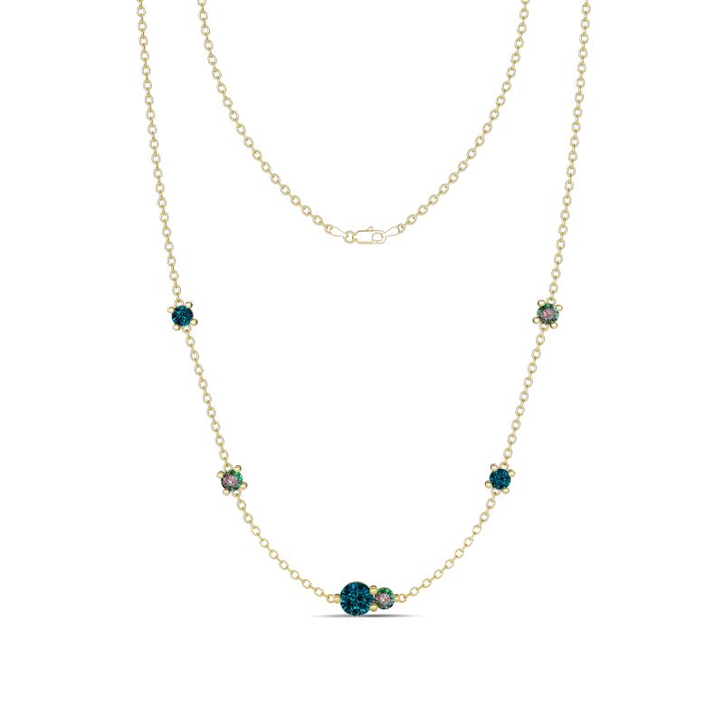 Linea 0.57 ctw Blue Diamond (4 mm) and Created Alexandrite Women Station Necklace 